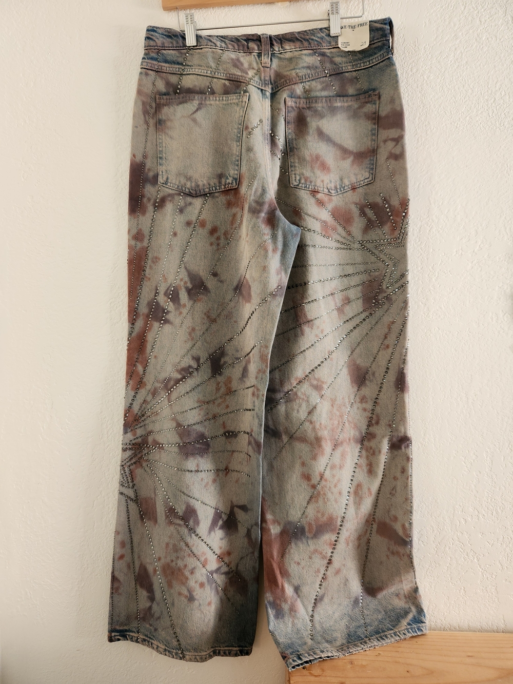 We The Free Tie-Dye Starburst Wide-Leg Jeans in Brown & Gray - Picture 4 of 5